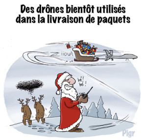 Drône, livraison, Père Noël, rennes, cadeaux, traineau