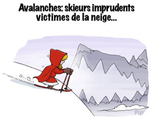 Avalanche, gueule du loup, chaperon rouge, ski, snowboard