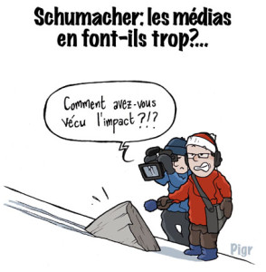 Schumacher, accident de ski, presse, médias, impact, rocher, Grenoble